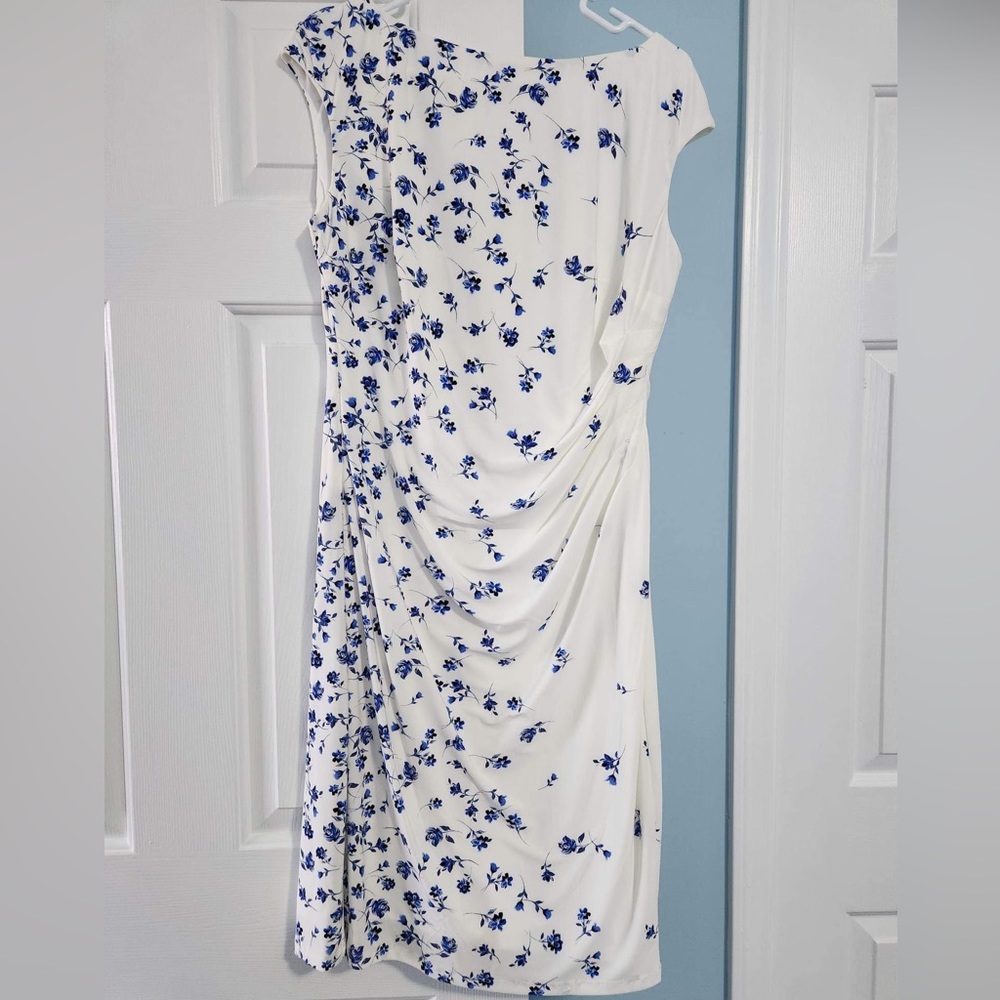CHAPS Floral Ruched Cocktail Dress L